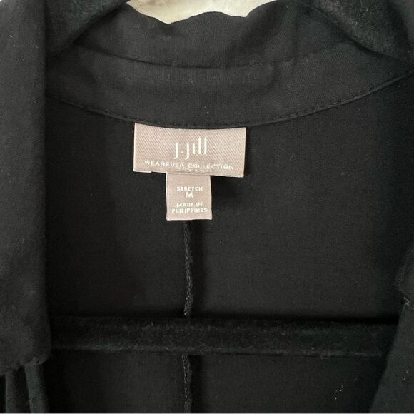 J. Jill Wearever Black Dress Long Sleeve Faux Wrap Size Medium Knee Length - Picture 5 of 8